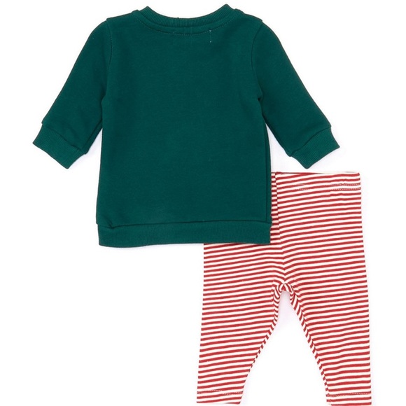 New! Very Merry long sleeve top & stripe legging set with bow - Picture 3 of 5